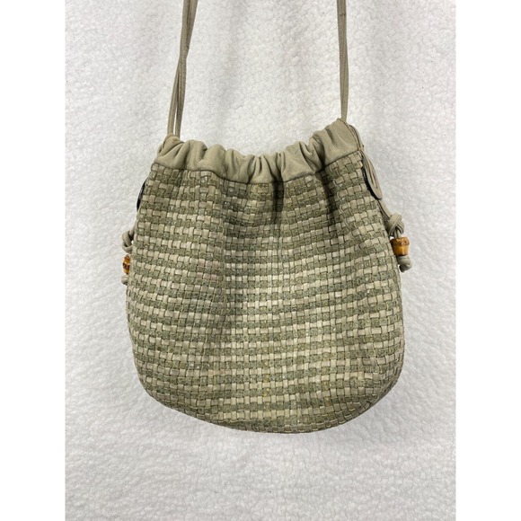 Desmo Woven Leather Crossbody Bag Made in Italy Vintage‎ Green - Picture 1 of 16